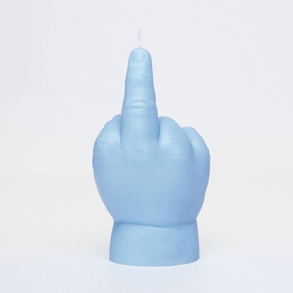 blue baby hand candle middlefinger