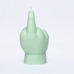 fuck you green middle finger baby hand candle