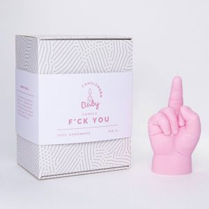fuck you pink baby middle finger candle