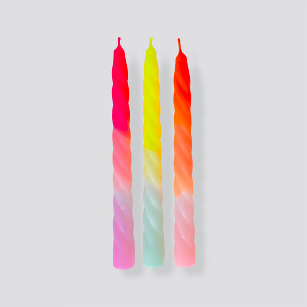 candle set twisted neon colour shades of fruit