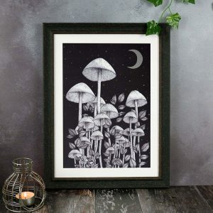 star mushroom silver foil art print