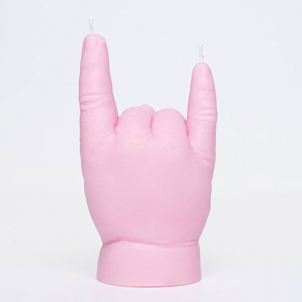 pink devil horns baby hand candle
