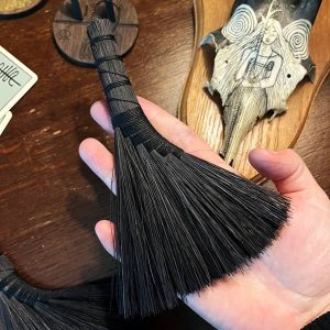 Black mini altar broom from topica fibres.