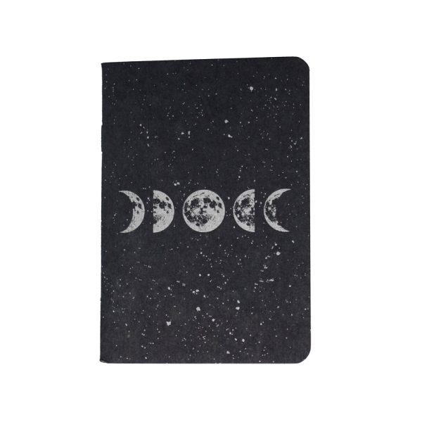 Black and metallic silver moon phase pocket notebook