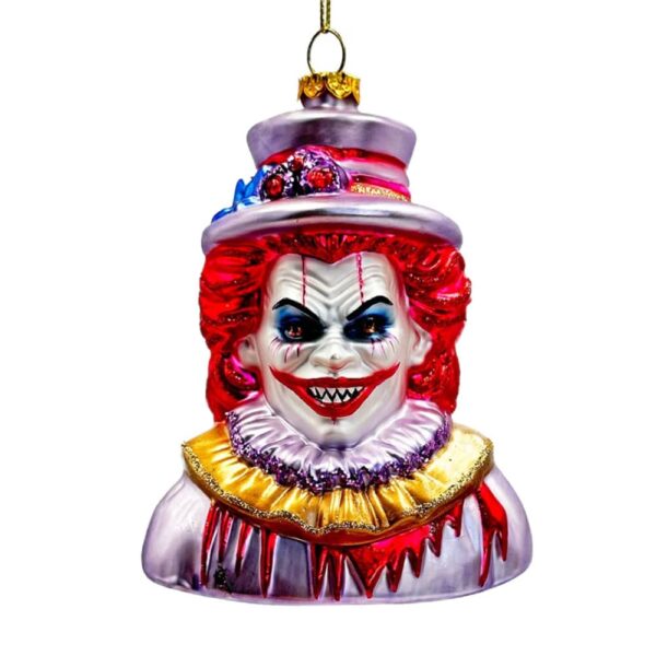 horror clown glass christmas ornament