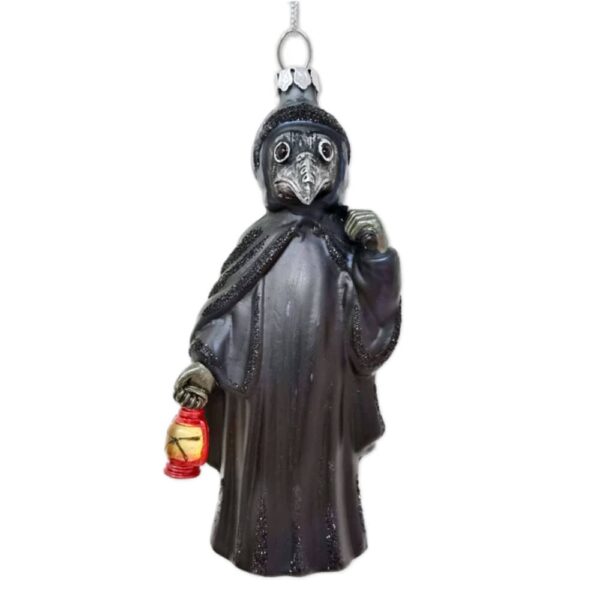 plague doctor glass christmas ornament