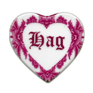 Heart shaped ceramic tile saying hag