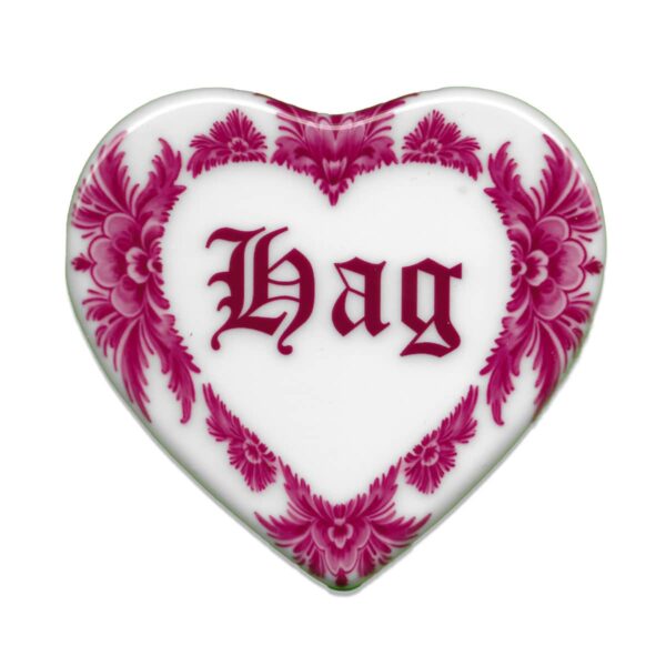 Heart shaped ceramic tile saying hag